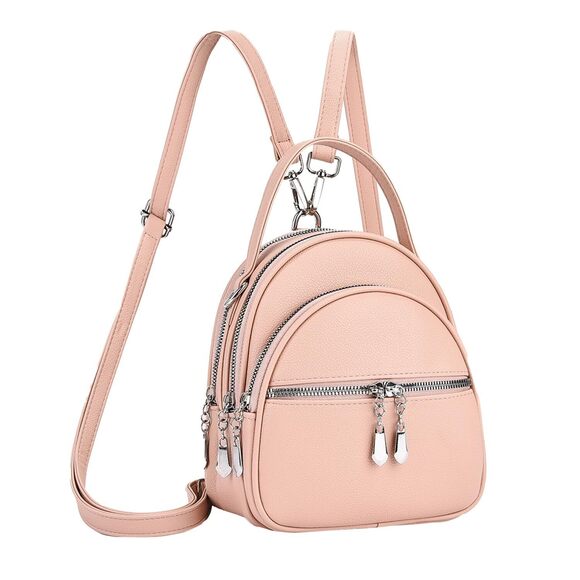 9893 Covertible Backpack Purse Fashion Leather Small Backpack Handbags-Pink main image 8